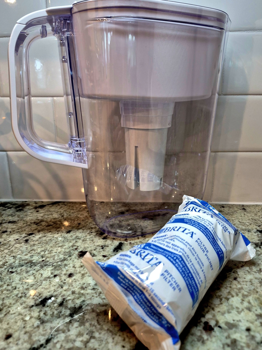 Brita 6-Cup Clear Pitcher with White Lid and Replacement Filter